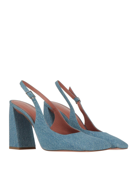 AMINA MUADDI Blue Leather Slingback Shoes