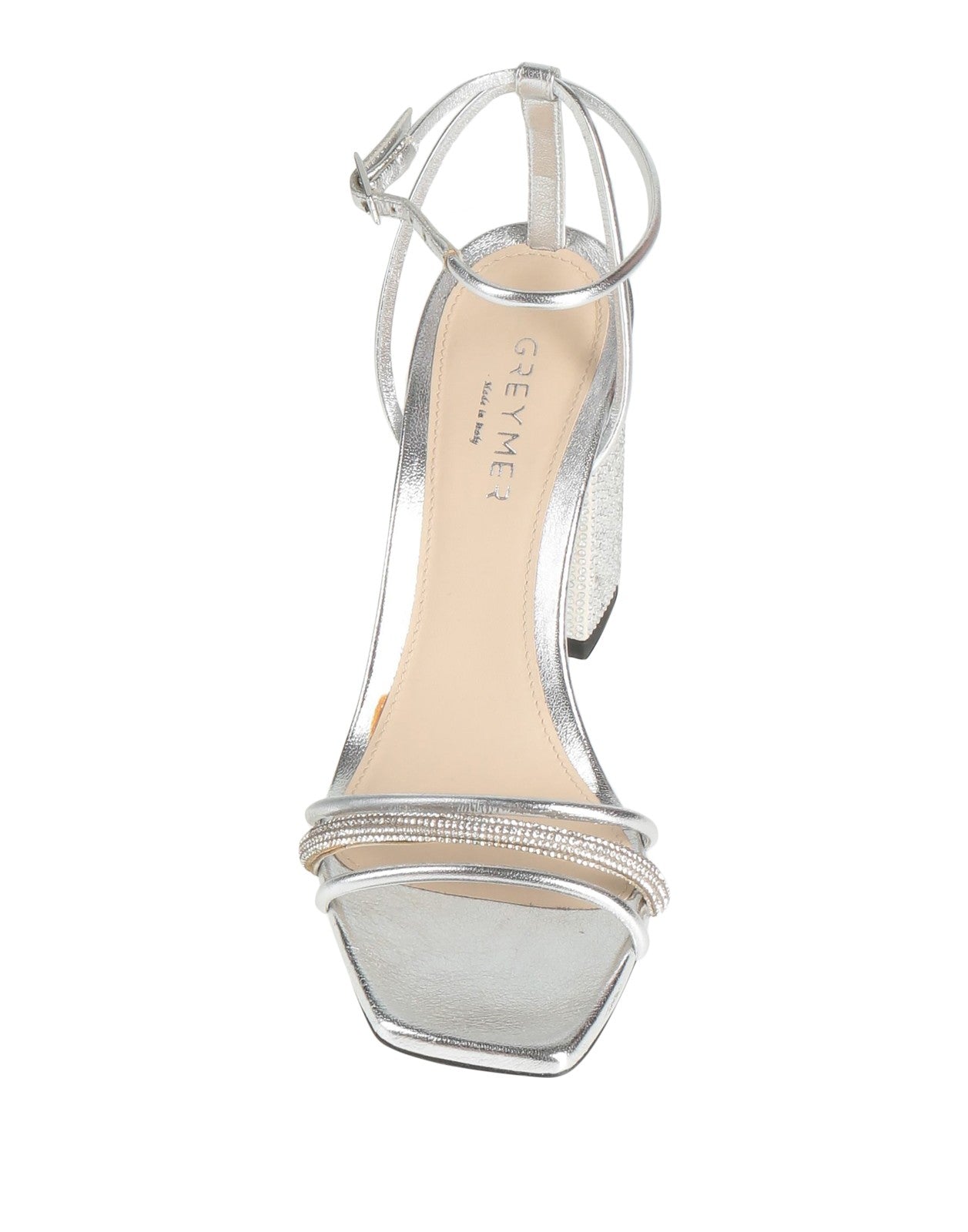 GREY MER Silver Leather Ankle-Strap Sandals