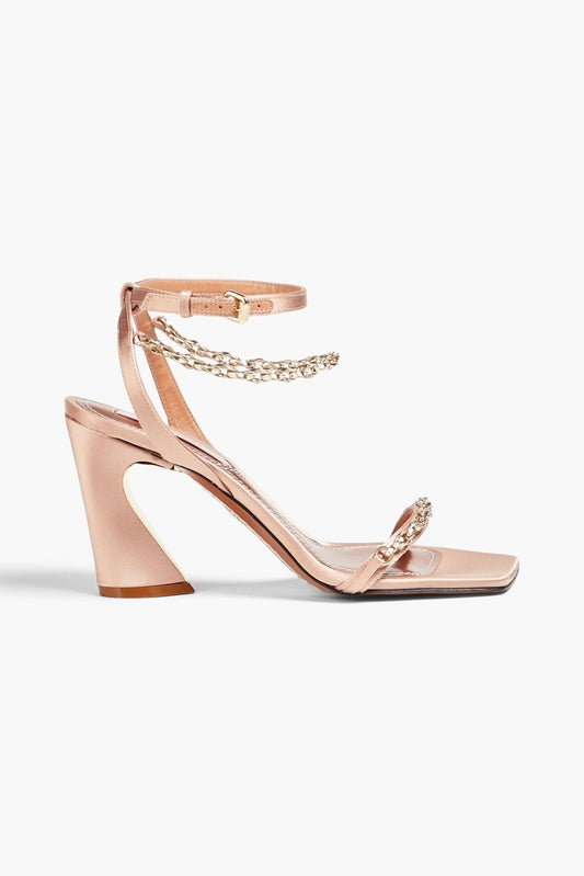 Zimmermann Crescent Chain Sandals in Pink Satin