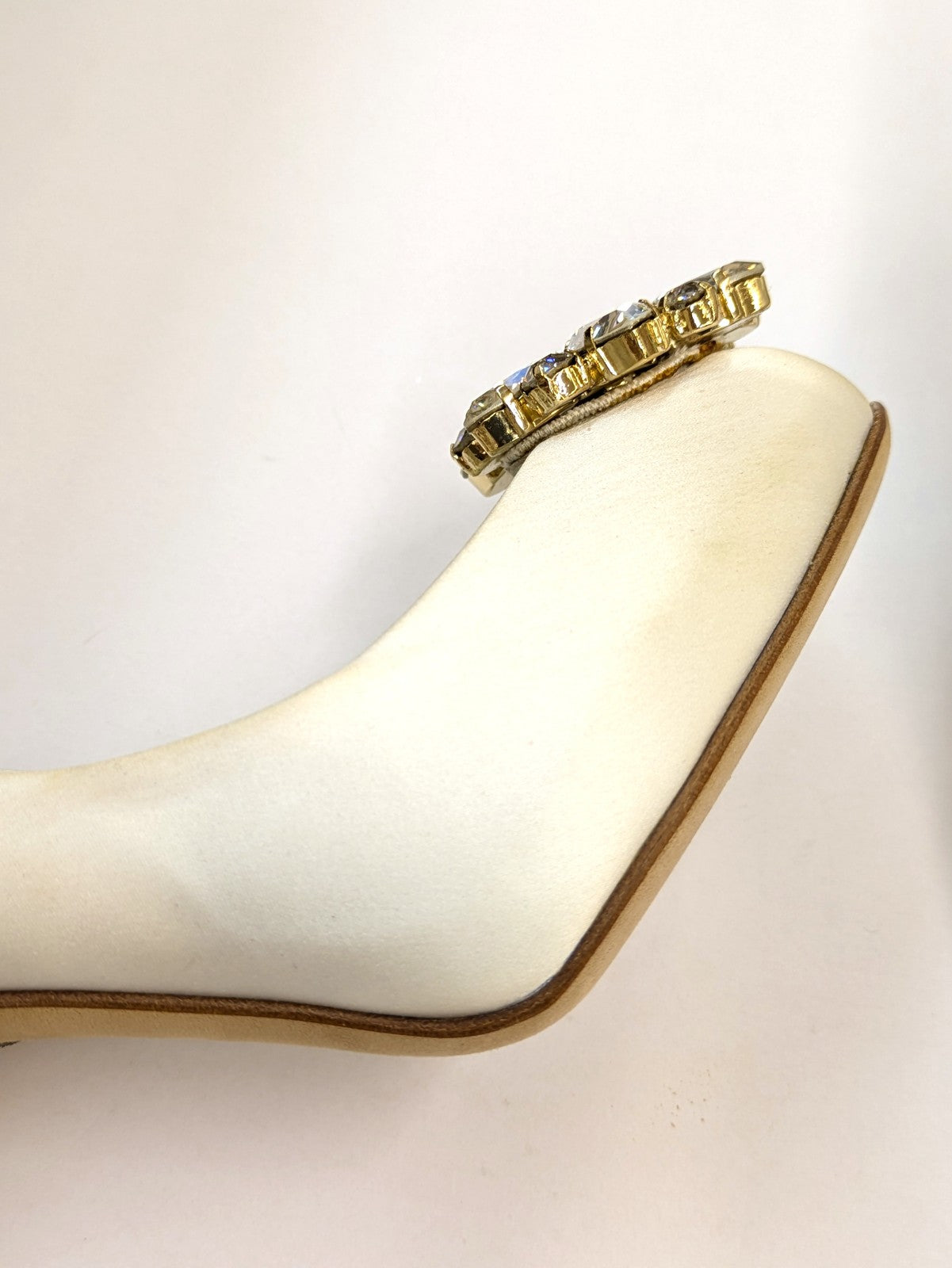Dolce & Gabbana White Satin Rhinestone Court Heels