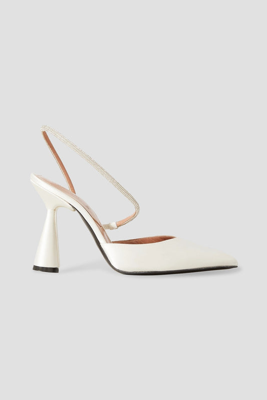 D’ACCORI "Saturn" White Rhinestone Slingback Sandals