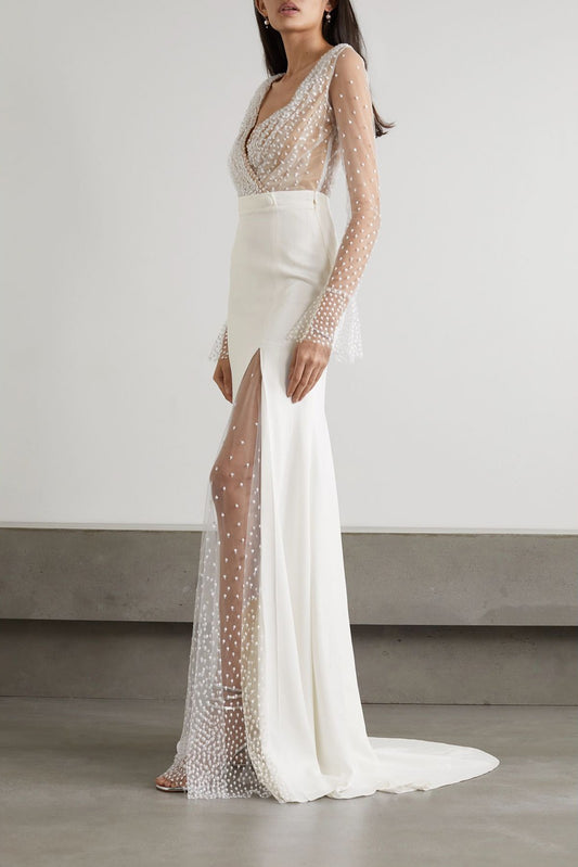 Rime Arodaky Ivory Tulle Wedding Gown