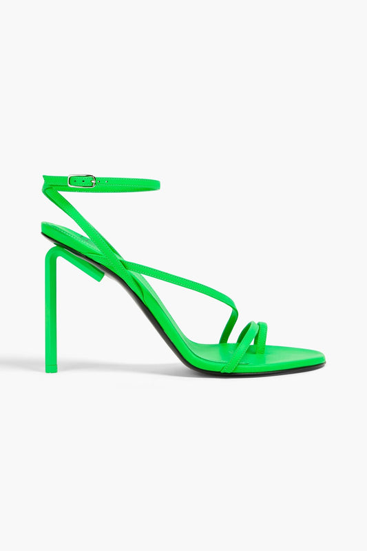 OFF-WHITE “Allen” Green Leather Ring-Toe Sandals