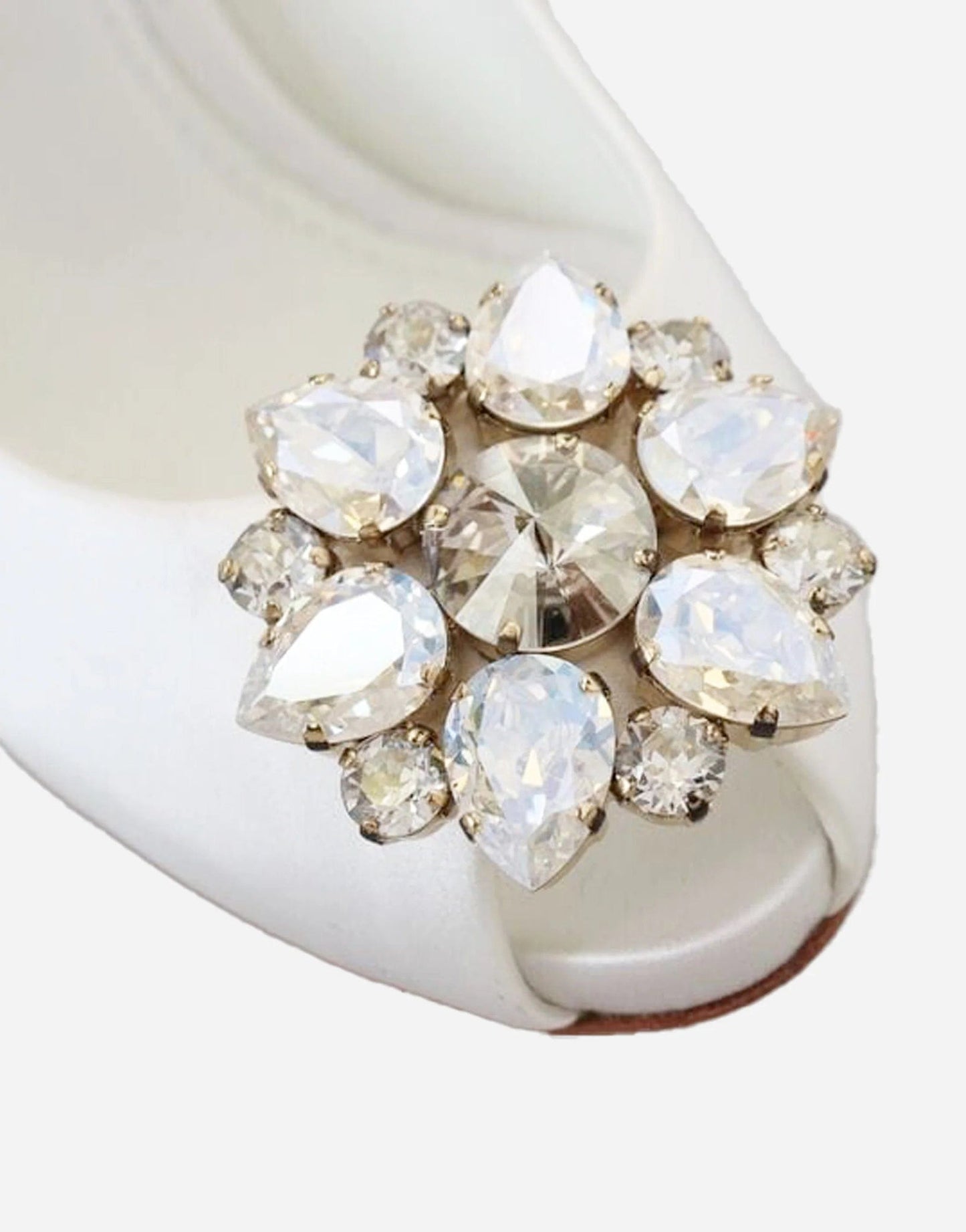Dolce & Gabbana White Satin Rhinestone Court Heels