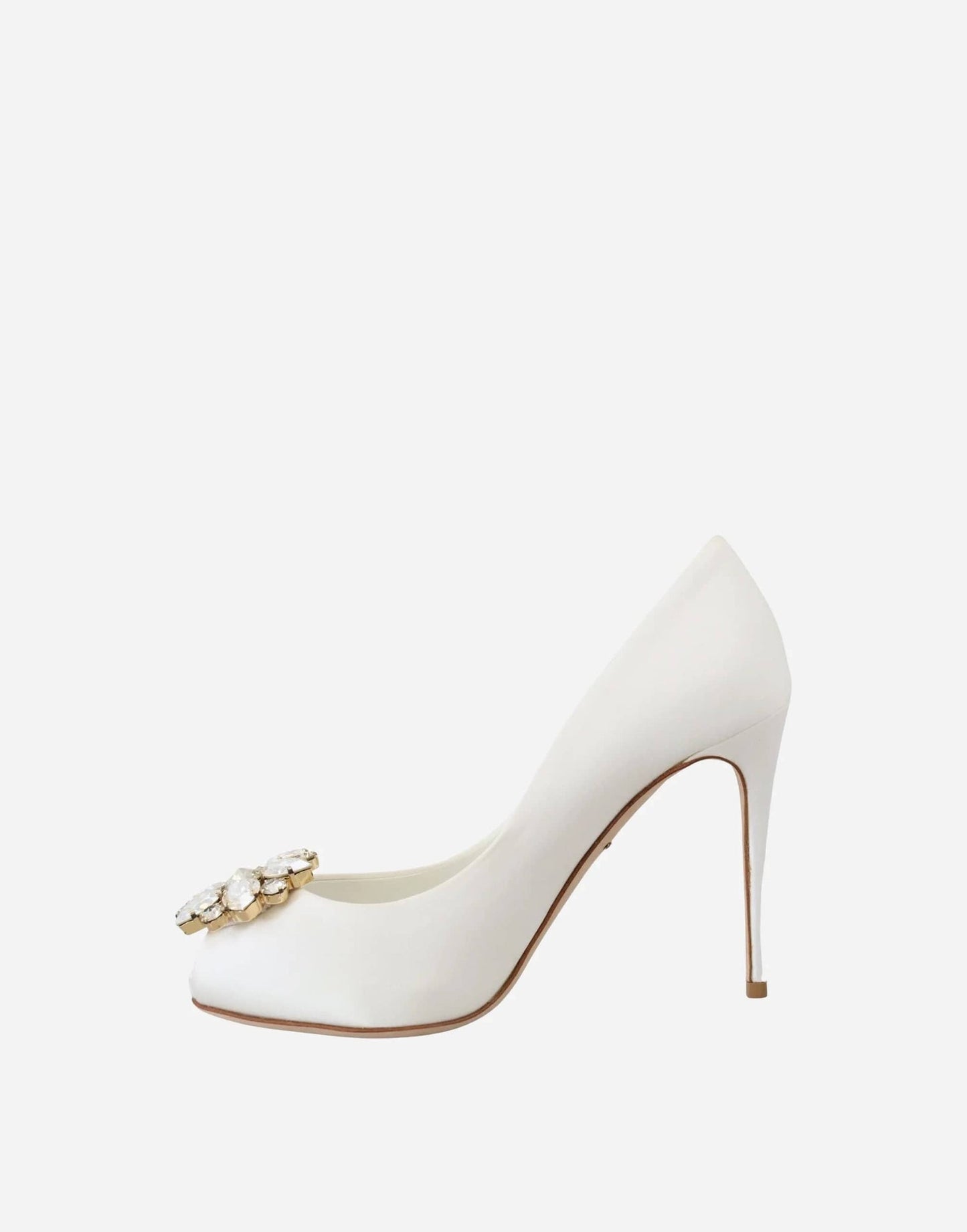 Dolce & Gabbana White Satin Rhinestone Court Heels