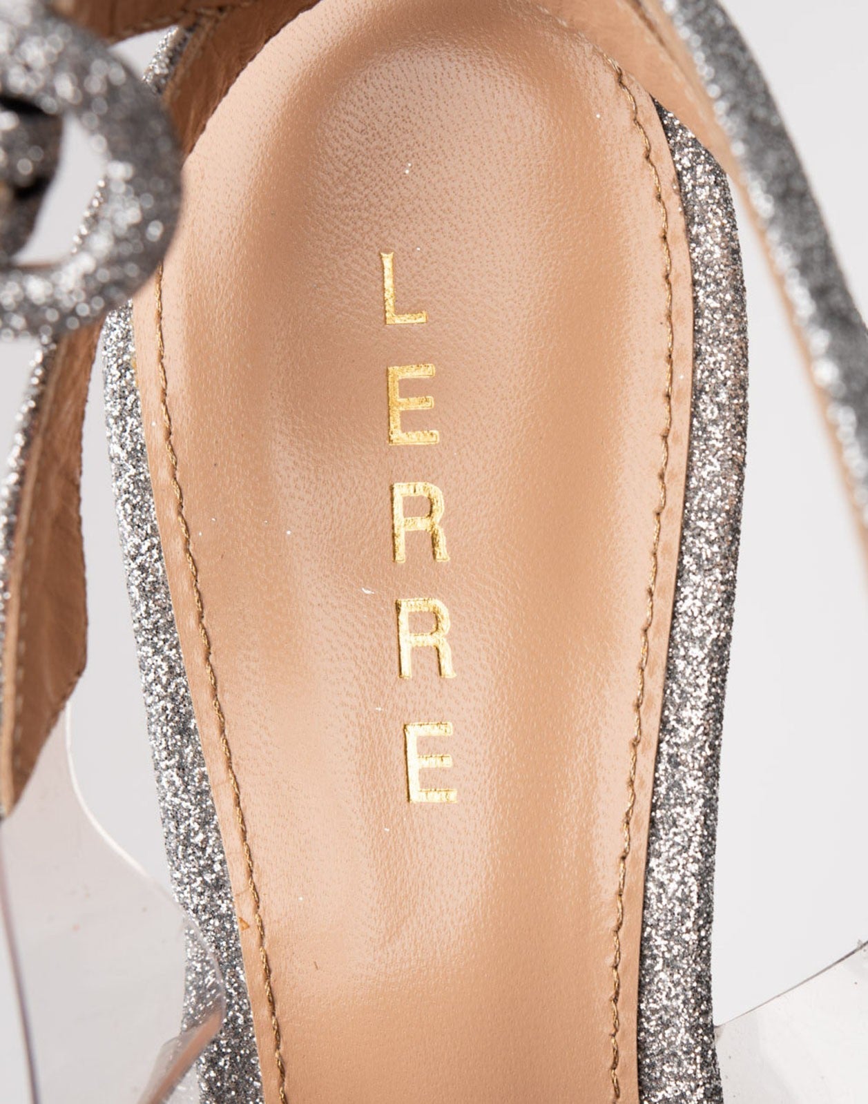 LERRE heels LERRE Silver Leather Ankle-Strap Heels