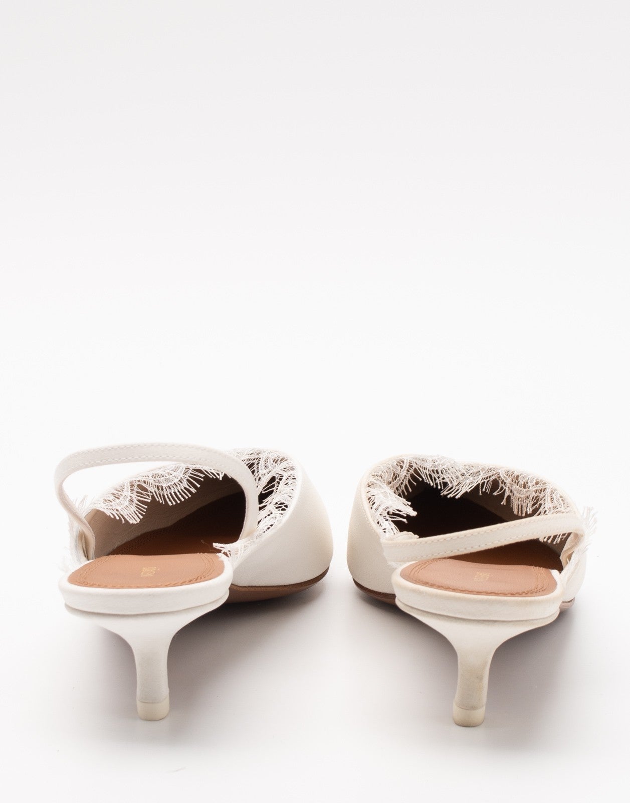 NEOUS Shoe NEOUS Satin Slingback Heels with Lace Trim