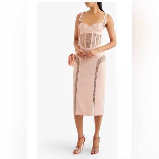 DION LEE Wool-Blend Midi Corset Dress
